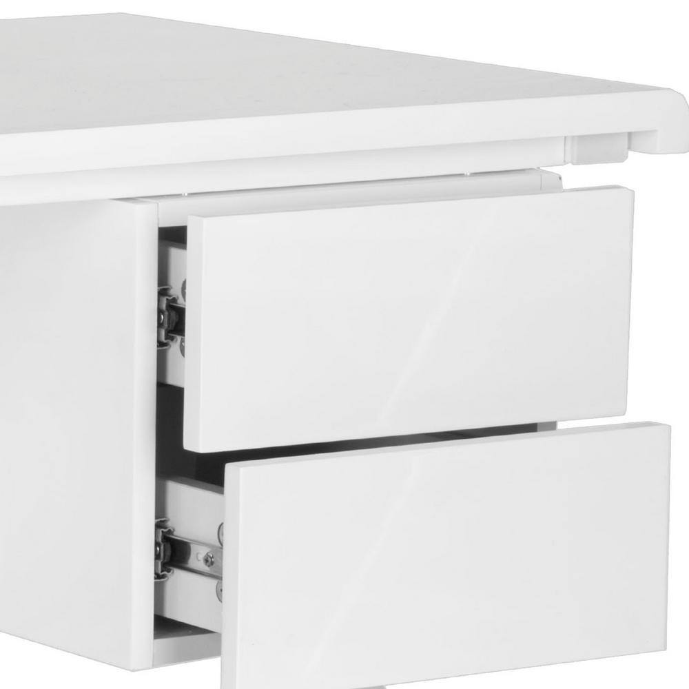 Transitional White Lacquered Home Office Desk with Crossed Legs