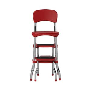 2-Step 3 ft. Steel Retro Step Stool with 225 lbs. Load Capacity in Red