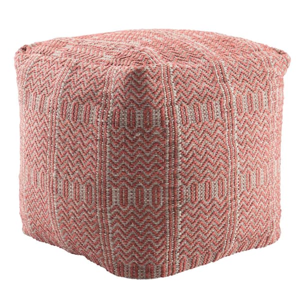 Unbranded Ailith Indoor/ Outdoor Tribal Red/ Light Gray Cube Pouf