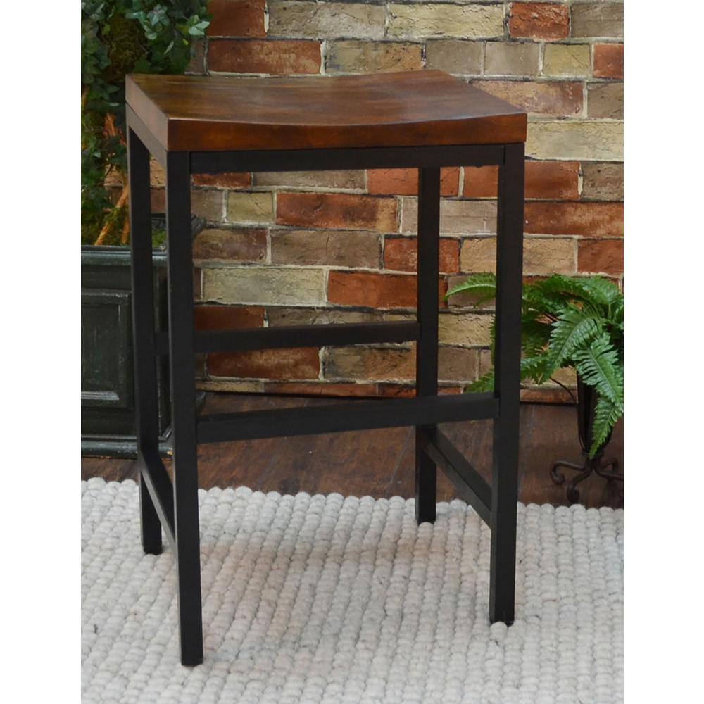 Rustic Farmhouse 24" Saddle Stool in Chestnut and Black