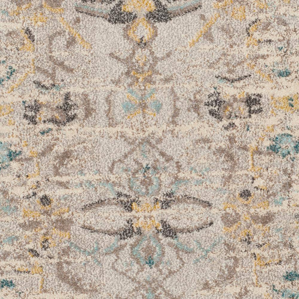Elsdon 9' Round Grey Floral Synthetic Area Rug