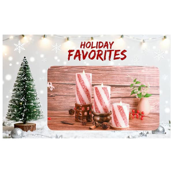 Red and White Flameless Glitter Flickering Real Wax LED Pillar