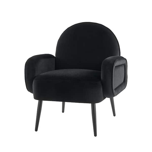 JAYDEN CREATION Abel Black 28.5 in. W Modern Upholstered Armchair with Adjustable Metal Feet