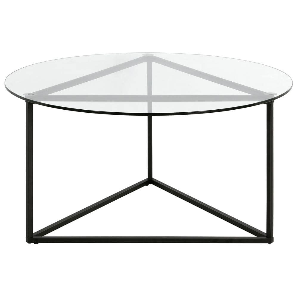 Blackened Bronze Round Glass Cocktail Table