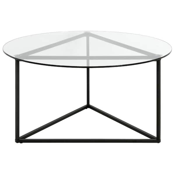 Meyer&Cross Jenson 35 in. Blackened Bronze Round Glass Top Coffee Table
