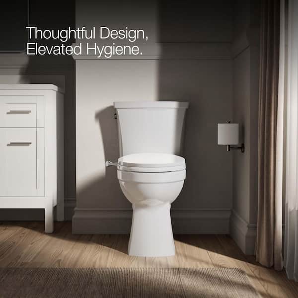KOHLER Purewash M300 Non-Electric Bidet Seat for Elongated Toilets in White with Chrome Handles
