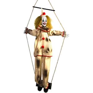 55 in. Smalls the Animated Swinging Clown, Indoor or Covered Outdoor Halloween Decoration, Battery Operated