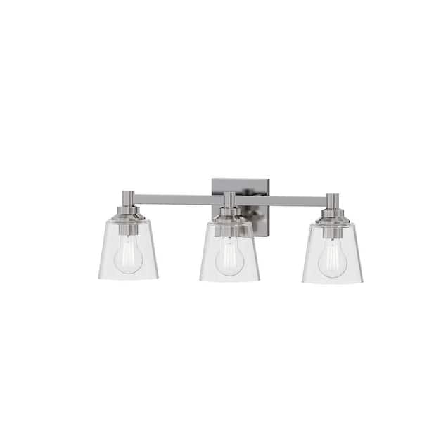 Montford 21.75 in. Plug and Play 3-Light Brushed Nickel Vanity Light with SkyPlug