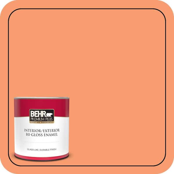 BEHR PREMIUM PLUS 1 qt. #P200-5 Burning Coals Hi-Gloss Enamel Interior/Exterior Paint & Primer
