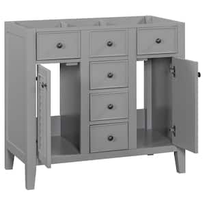 35 in. W x 17.9 in. D x 33.4 in. H Bath Vanity Cabinet without Top with Doors and Drawers in Gray