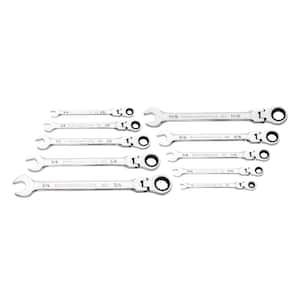 SAE 90-Tooth Flex Head Combination Ratcheting Wrench Tool Set (10-Piece)