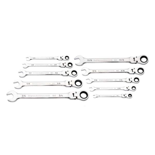 GEARWRENCH SAE 90-Tooth Flex Head Combination Ratcheting Wrench Tool Set (10-Piece)