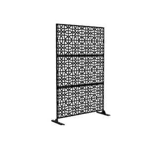 6.5 ft. H x 4 ft. W Laser Cut Metal Privacy Screen in Black, 3 panels ...