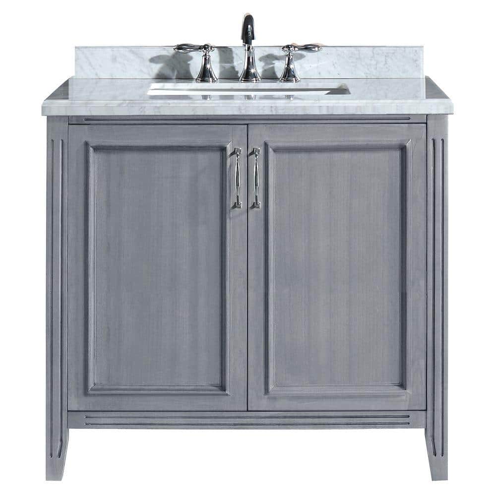 Home Decorators Collection Madison 36 In Vanity In Gray With Marble Vanity Top In Carrara White Pemadison36 The Home Depot