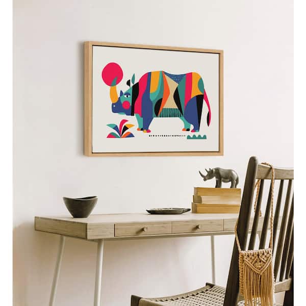 Kate and Laurel Sylvie "Rhinoceros" by Rachel Lee of My Dream Wall 24 in. x  18 in. Framed Canvas Wall Art 218884 The Home Depot