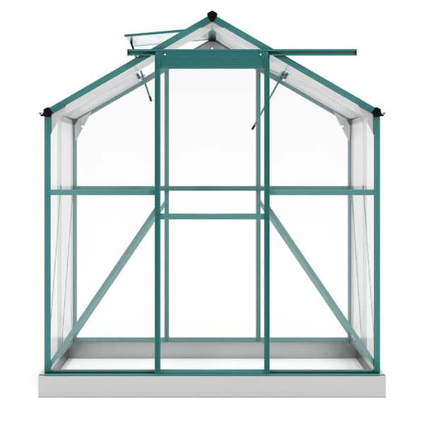Unbranded 6.2 ft. W x 4.3 ft. D Outdoor Patio Walk-in Polycarbonate Greenhouse with 2 Windows and Base