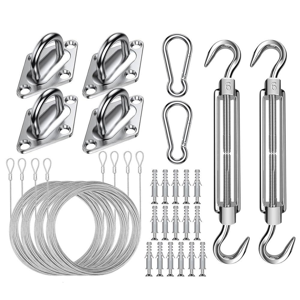 6 in. Stainless Steel Shade Sail Hardware Kit w/48 Ft Vinyl Coated Cable Wire Rope for Outdoor Sun Shade Sails price history on PriceWatchPro