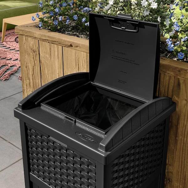 Suncast 30 Gal. Black Outdoor Trash Can with Lid GHW1732BK - The 