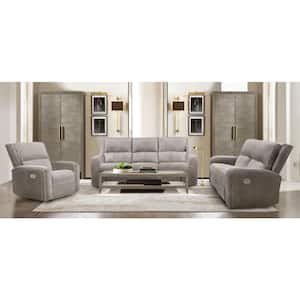 Jove 62 in. Taupe High Grade Leatherette 2-Seater Loveseat Recliner With USB Port And Adjustable Headrest