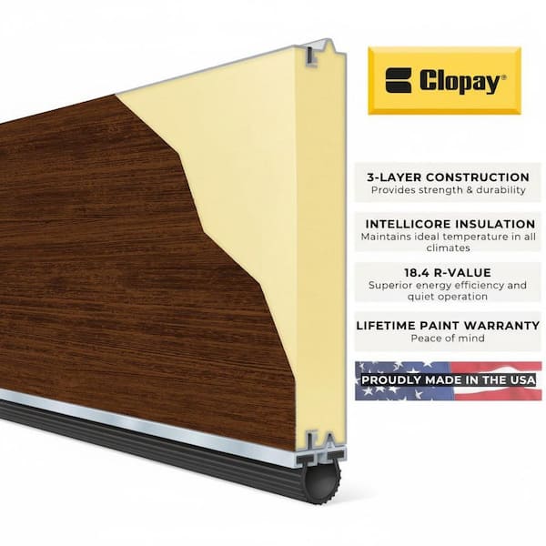 Clopay Modern Steel 16 ft x 7 ft Insulated 18.4 R-Value Wood Look
