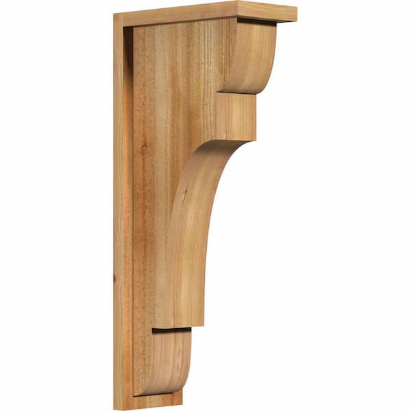 Ekena Millwork 6 in. x 12 in. x 28 in. Western Red Cedar New Brighton Rough Sawn Corbel with Backplate