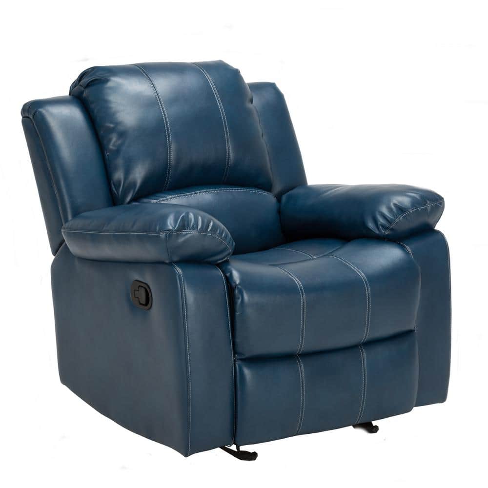 Clifton Midnight Blue Faux Leather Glider Recliner