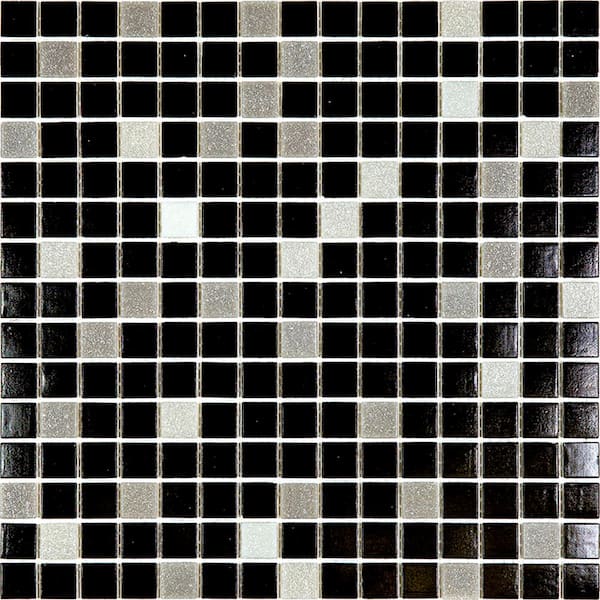 Apollo Tile Mingles 12 in. x 12 in. Glossy Black Glass Mosaic Wall and Floor Tile (20 sq. ft./case) (20-pack)