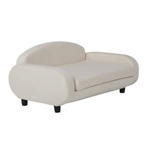 31.5 in. Modern Pet Sofa for Small to Medium Dog or Cat in White Oatmeal with Removable/Washable Mattress Bed