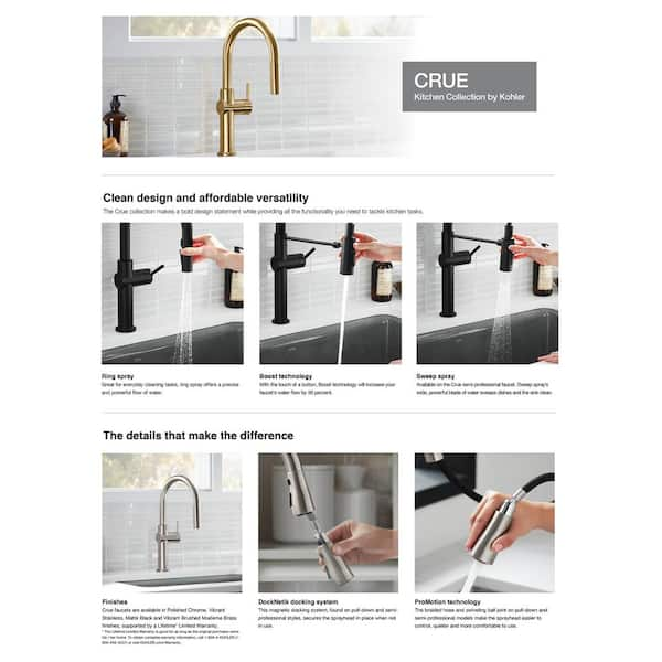 KOHLER Crue Single-Handle Touchless Pull-Down Sprayer Kitchen