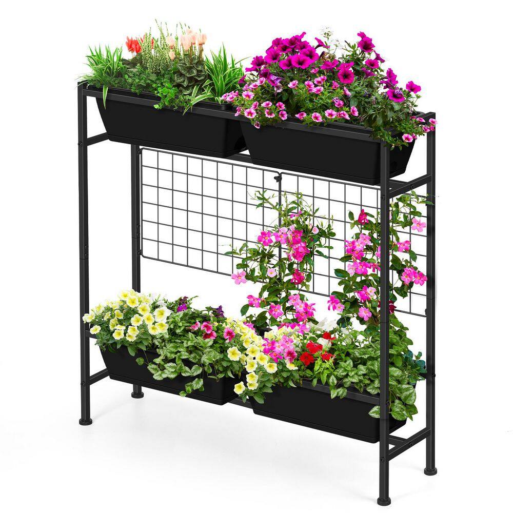 32. 4in, x 7. 2in. Black Plastic Pot and Metal Rack Vertical Garden Planter Standing Flower Beds for Gardening price history on PriceWatchPro