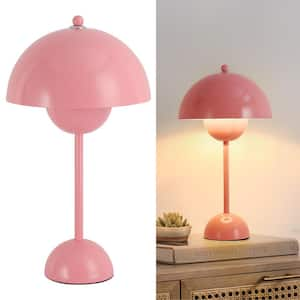 13.4 in. Pink Vintage 1-Light Flowerpot Table Lamp for Living Room with Switch, E26 Base