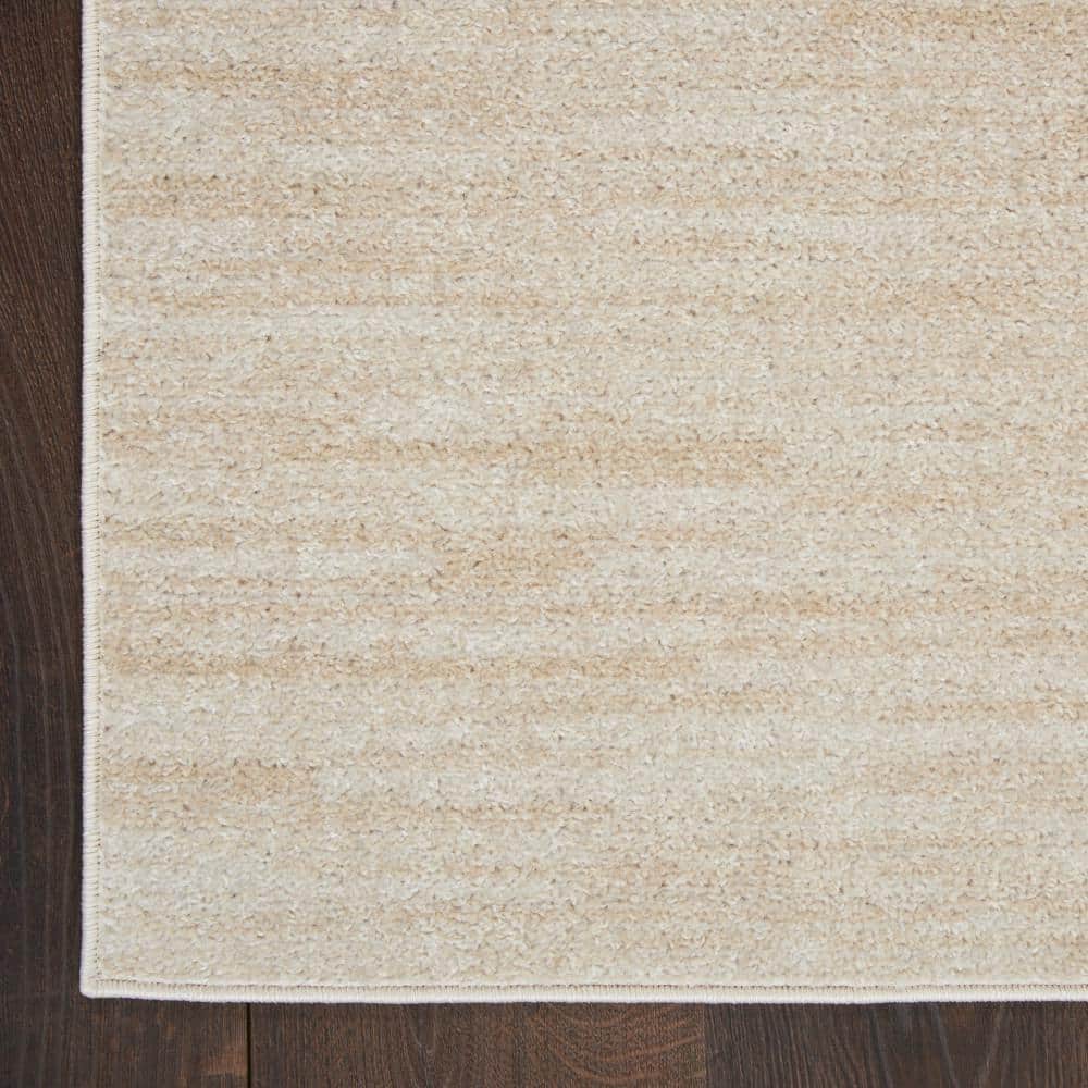 Elegant Ivory-Beige Round Indoor/Outdoor Area Rug, 4' Diameter