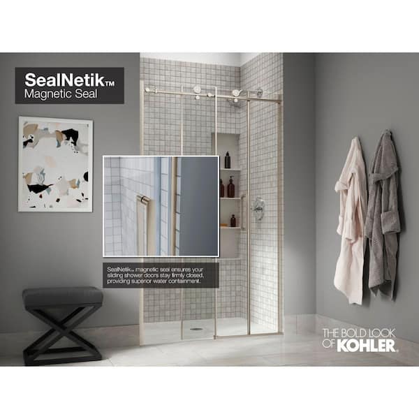 Composed 47.875 in. x 78 in. Frameless Glass Panel in Crystal Clear