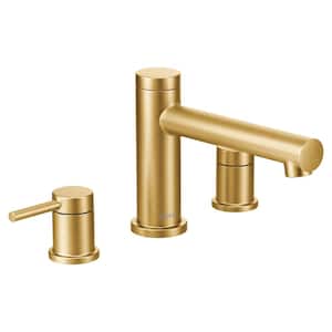 Align 2-Handle Deck Mount Roman Tub Faucet Trim Kit Valve Not Included in Brushed Gold
