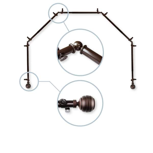 Rod Desyne Poise 5-Sided 13/16 in. Dia Bay Window Single Curtain Rod in Cocoa