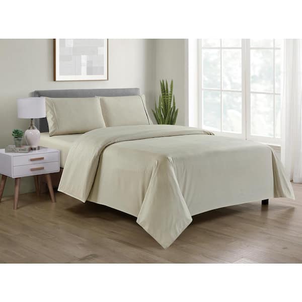Bamboo Comfort 4-Piece Taupe Chevron Embossed Bamboo Queen Sheet Set