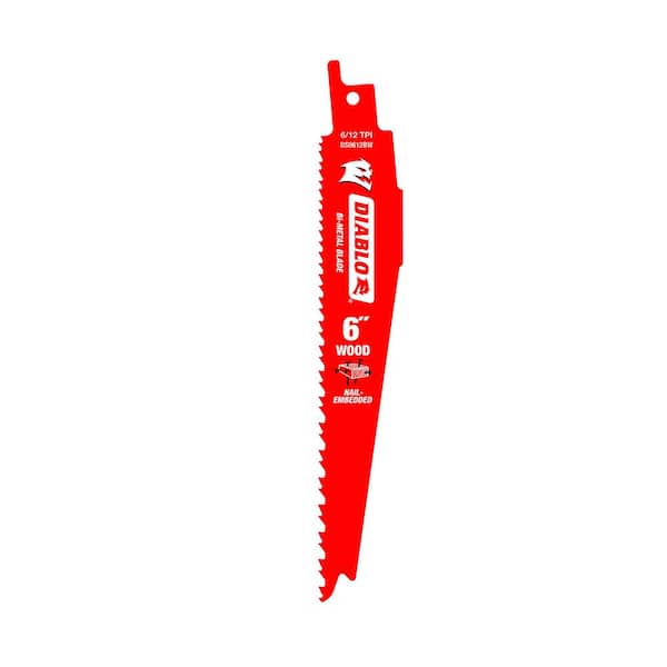 DIABLO 6 in. 6/12 TPI Bi-Metal Reciprocating Saw Blade for Nail