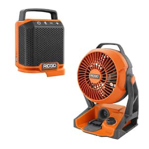 RIDGID 18V Cordless 2-Tool Combo Kit with Hybrid Jobsite Fan and Speaker with Bluetooth Wireless Technology (Tools Only)