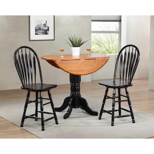 Black Cherry Selections 44.5 in. Distressed Antique Black with Cherry Rub High Back Wood Frame 24 in. Bar Stool