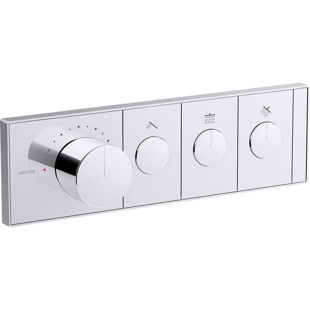 White Polished Chrome Thermostatic Valve Control Panel