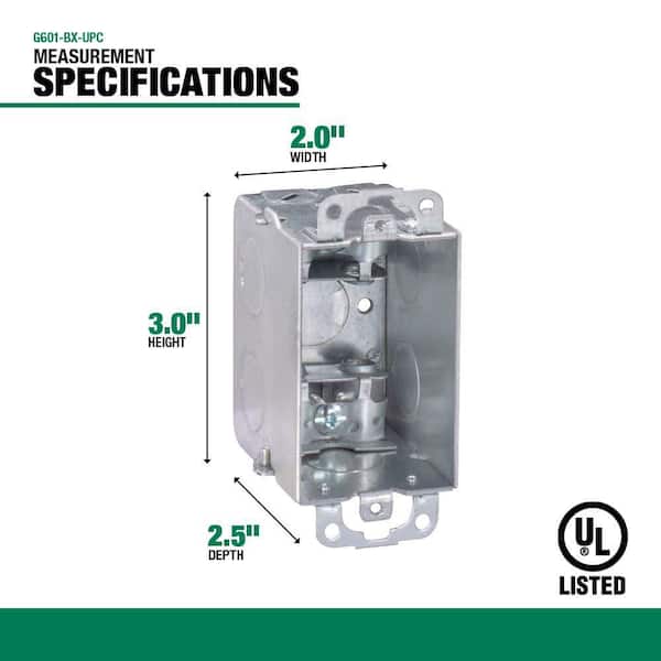 Southwire 3 in. H x 2 in. W x 2-1/2 in. D Steel Metallic 1 Gang