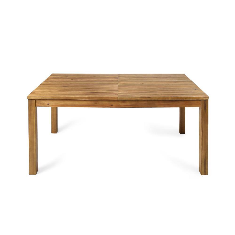 Acacia Wood Expandable Outdoor Dining Set with White Cushions