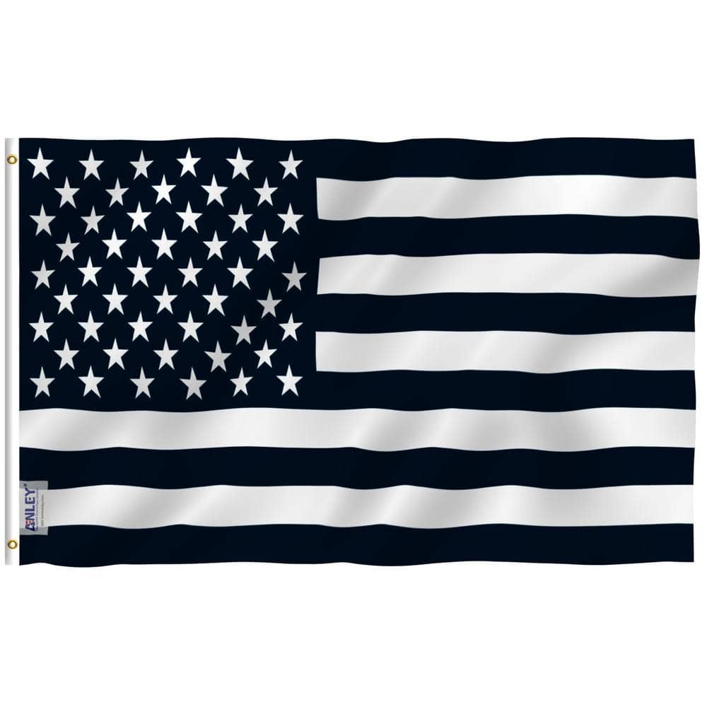 Fly Breeze 3 ft. x 5 ft. Polyester Black and White American 2-Sided Flag Ba