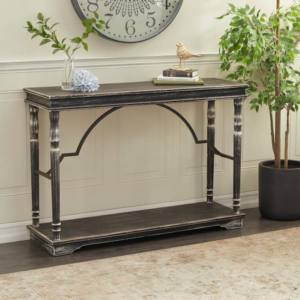 Litton Lane Black Farmhouse Console Table, 47 in. x 15 in. x 33 in.