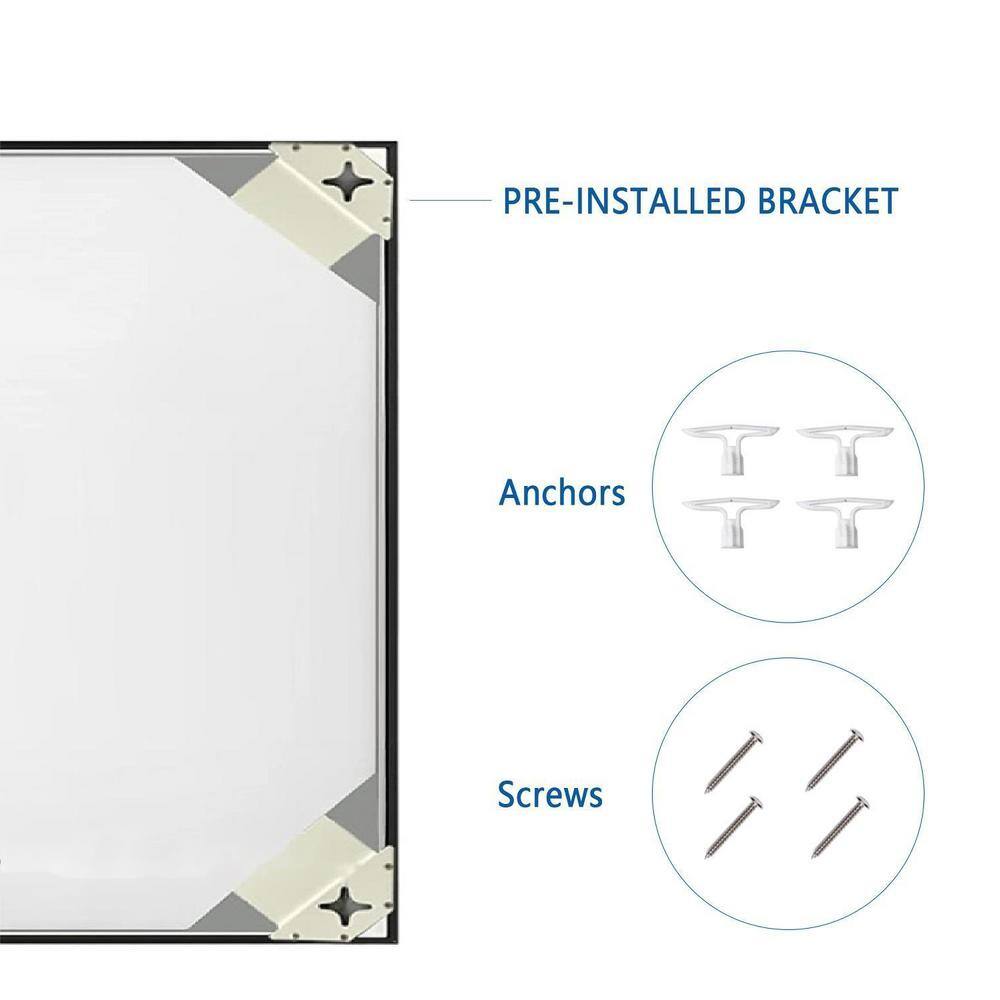 Sleek Modern Black Aluminum 30" x 24" Bathroom Vanity Mirror