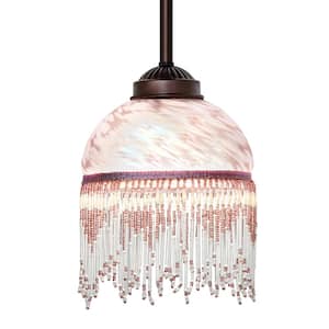 Roussillon 60-Watt 1 Light Mahogany Bronze Shaded Mini Pendant Light with Glass Shade, No Bulbs Included