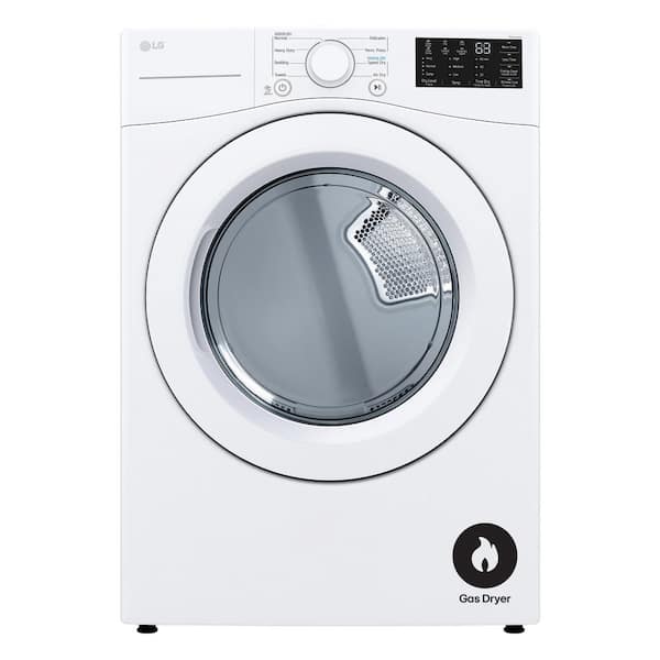 LG 7.4 cu. ft. Vented Stackable Gas Dryer in White with Sensor Dry Technology