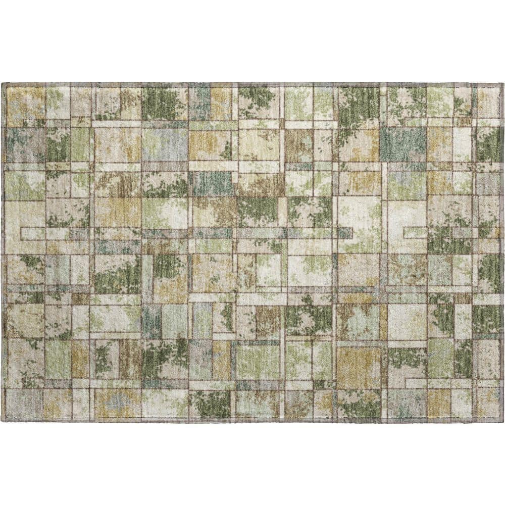 Mayfield Premium Machine Washable Abstract AMF2442 Olive 3 ft. x 4 ft. Area Rug price history on PriceWatchPro