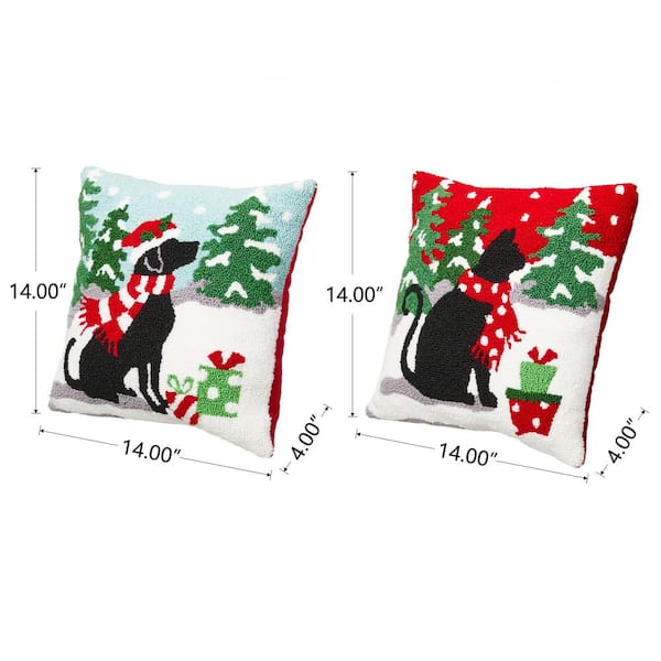Glitzhome 14L Hooked 3D Christmas Pillow