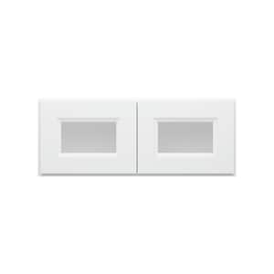 30 in. W x 12 in. D x 12 in. H Traditional White Ready to Assemble Wall Kitchen Cabinet with No Glasses